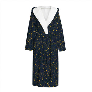 Constellation Symbols Pattern Print Hooded Bathrobe