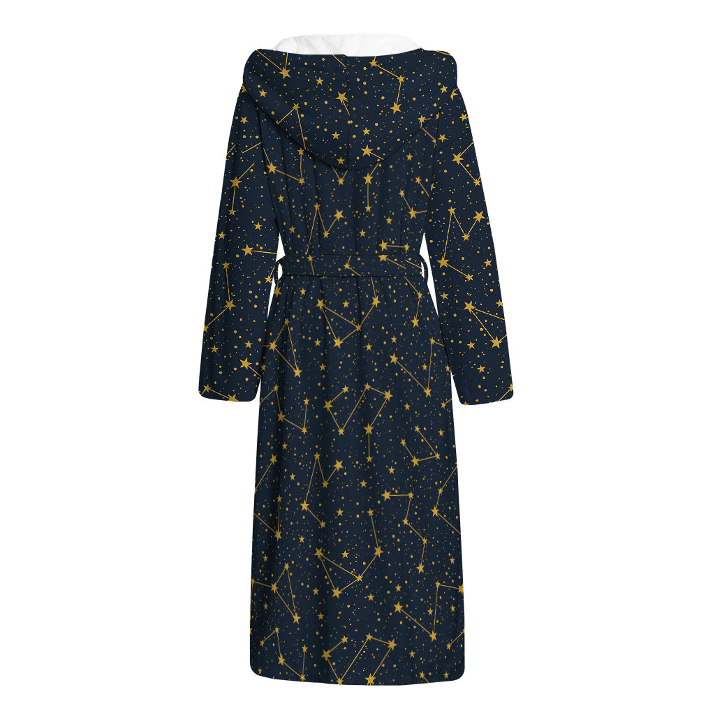 Constellation Symbols Pattern Print Hooded Bathrobe