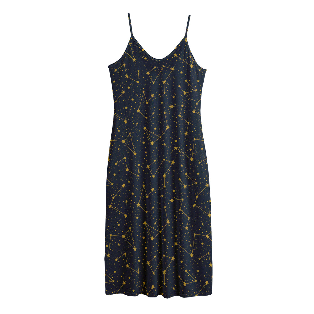 Constellation Symbols Pattern Print Jersey Midi Cami Dress