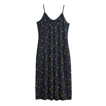 Constellation Symbols Pattern Print Jersey Midi Cami Dress