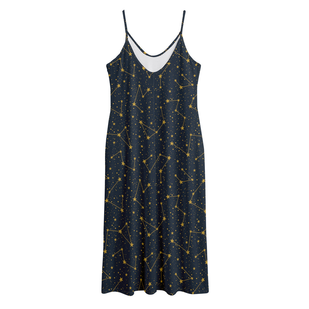 Constellation Symbols Pattern Print Jersey Midi Cami Dress