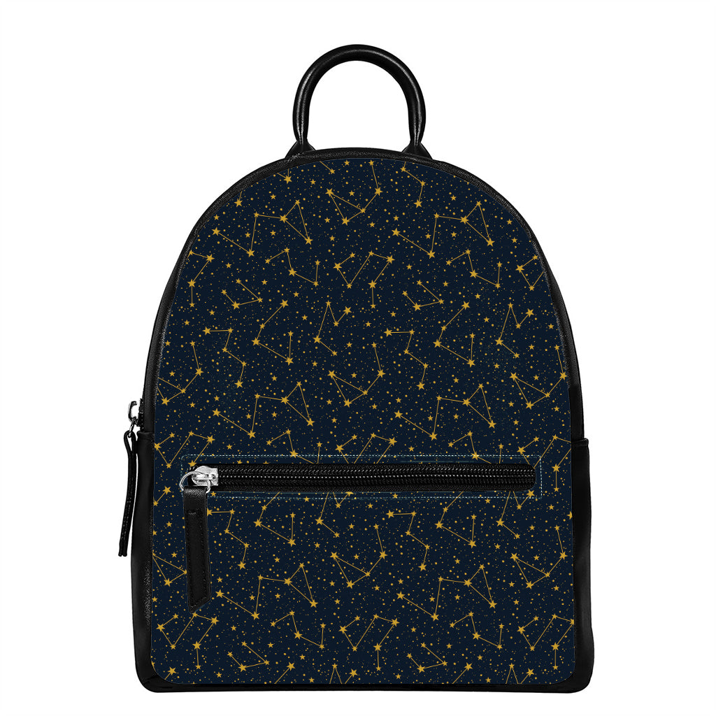 Constellation Symbols Pattern Print Leather Backpack