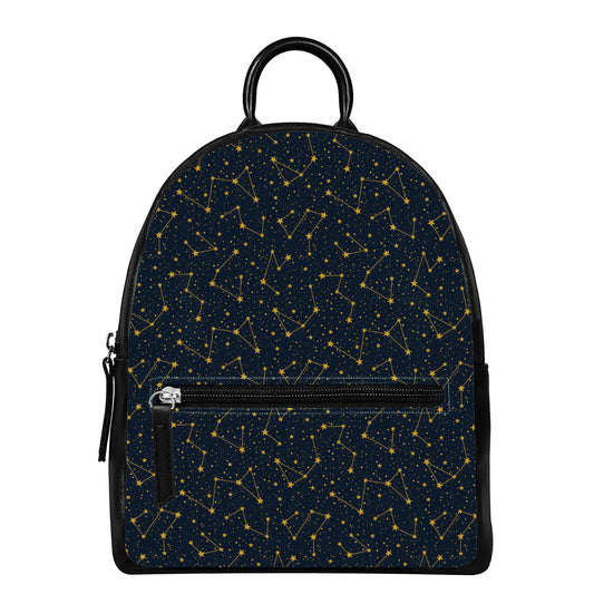 Constellation Symbols Pattern Print Leather Backpack