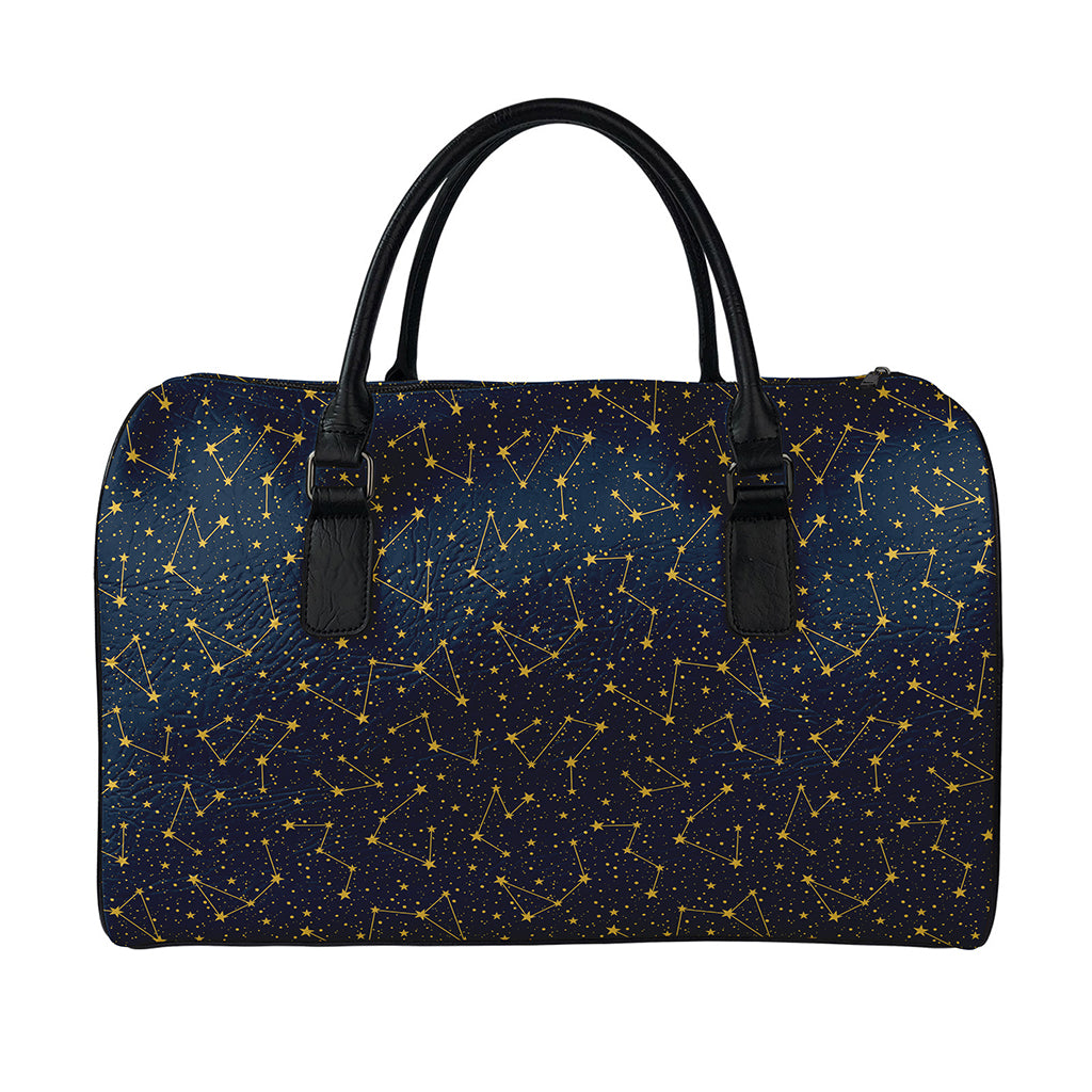 Constellation Symbols Pattern Print Leather Duffle Bag