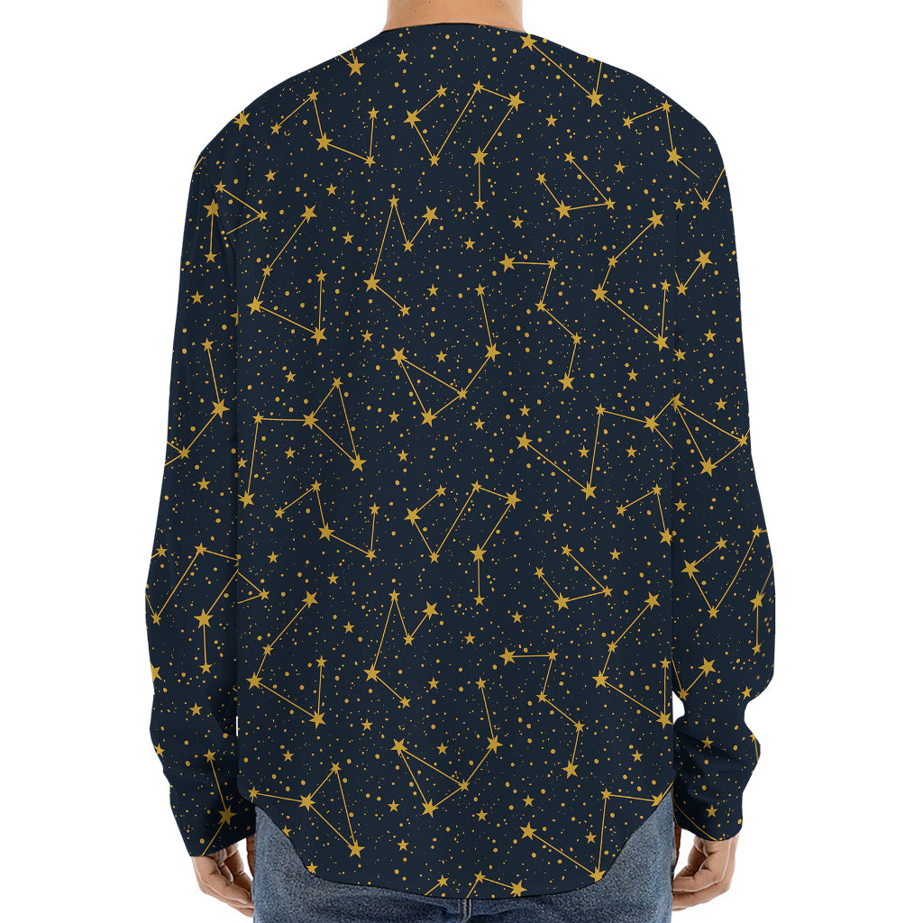 Constellation Symbols Pattern Print Long Sleeve Baseball Jersey