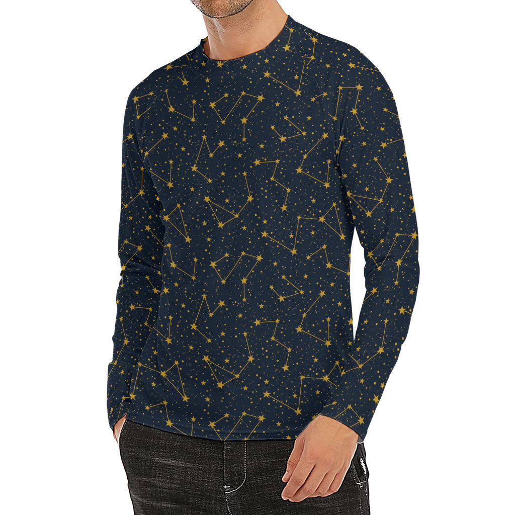 Constellation Symbols Pattern Print Men's Long Sleeve Rash Guard