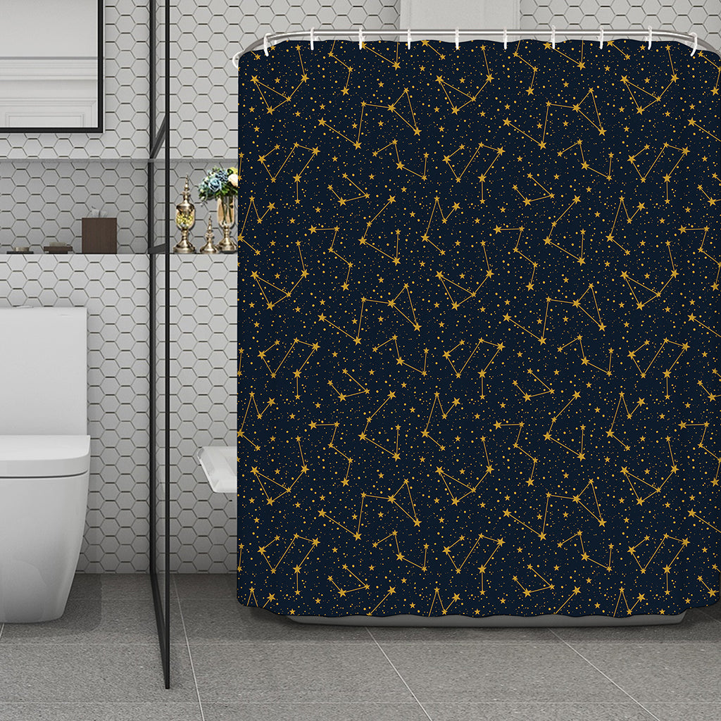 Constellation Symbols Pattern Print Polyester Shower Curtain