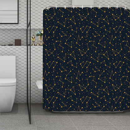 Constellation Symbols Pattern Print Polyester Shower Curtain