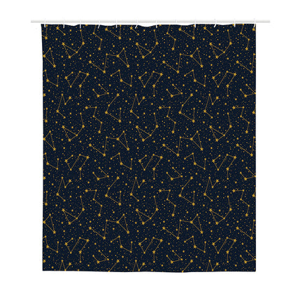 Constellation Symbols Pattern Print Polyester Shower Curtain