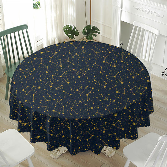 Constellation Symbols Pattern Print Waterproof Round Tablecloth