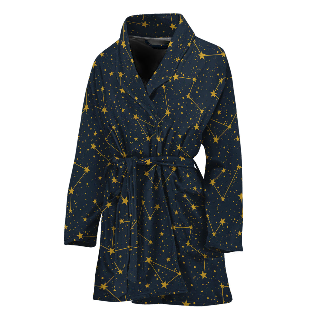 Constellation Symbols Pattern Print Women's Bathrobe