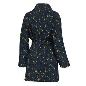 Constellation Symbols Pattern Print Women's Bathrobe