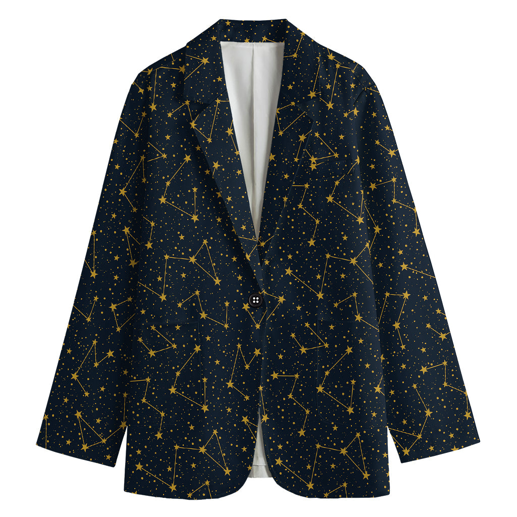 Constellation Symbols Pattern Print Women's Cotton Blazer