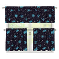 Constellation Zodiac Signs Pattern Print 3 Piece Kitchen Curtains