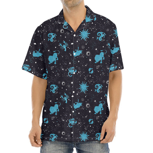 Constellation Zodiac Signs Pattern Print Aloha Shirt