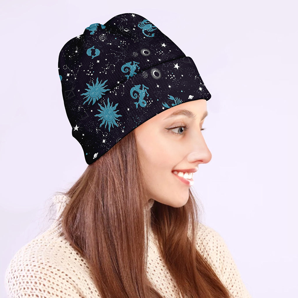 Constellation Zodiac Signs Pattern Print Beanie