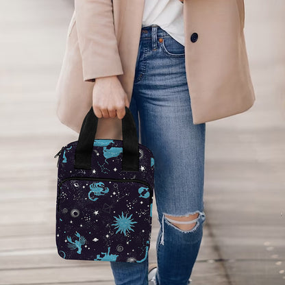 Constellation Zodiac Signs Pattern Print Bible Tote Bag