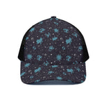 Constellation Zodiac Signs Pattern Print Black Mesh Trucker Cap