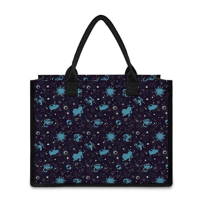 Constellation Zodiac Signs Pattern Print Canvas Tote Bag