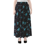 Constellation Zodiac Signs Pattern Print Chiffon Maxi Skirt