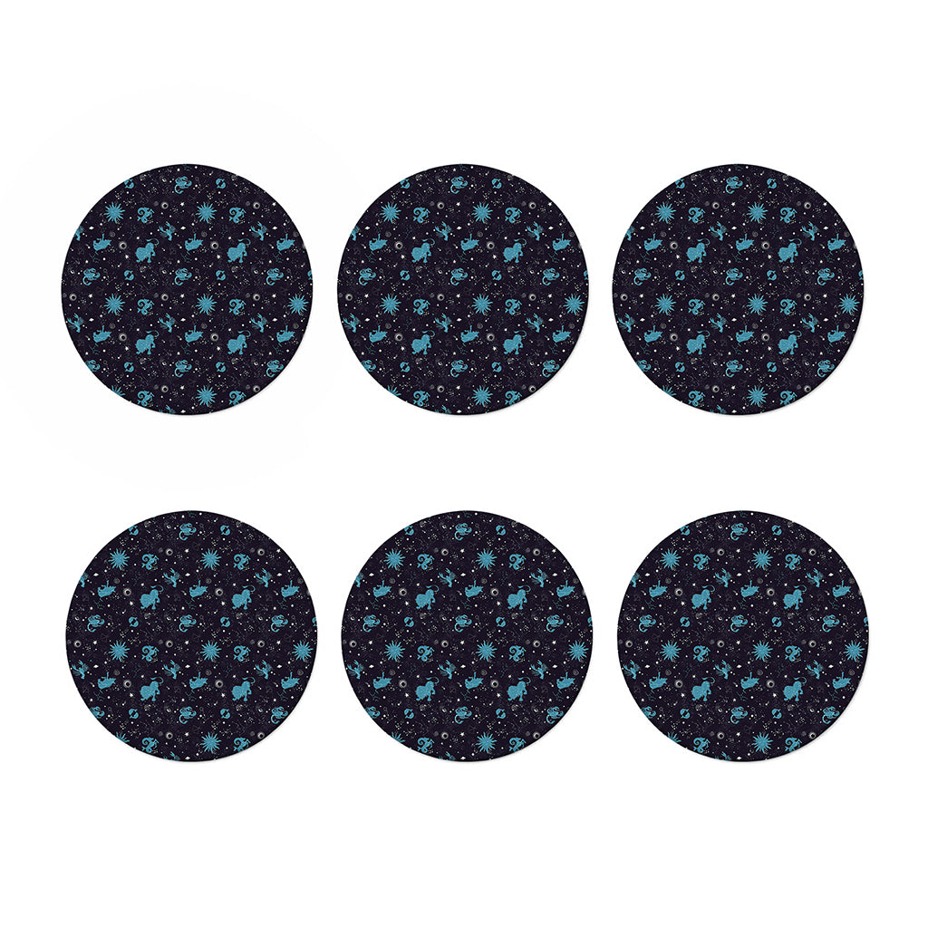 Constellation Zodiac Signs Pattern Print Coaster Set