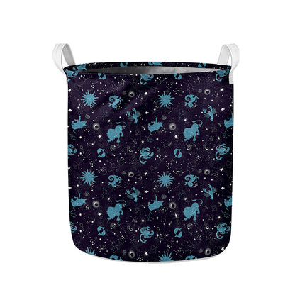 Constellation Zodiac Signs Pattern Print Collapsible Laundry Basket