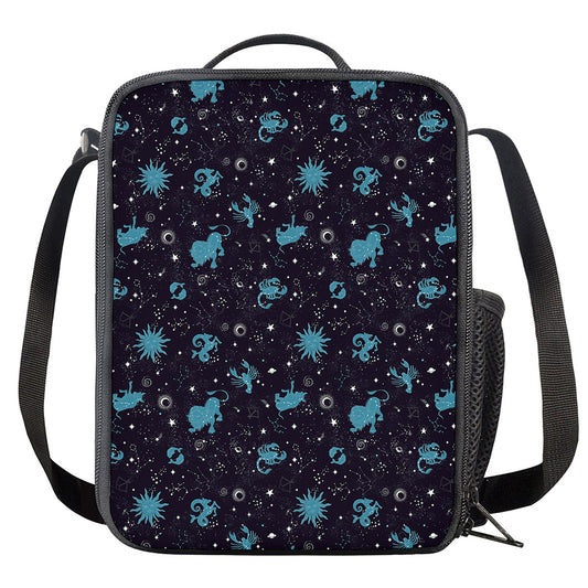 Constellation Zodiac Signs Pattern Print Crossbody Lunch Bag