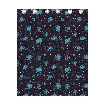 Constellation Zodiac Signs Pattern Print Curtain