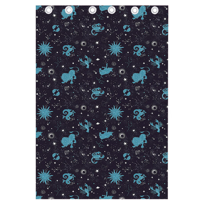 Constellation Zodiac Signs Pattern Print Curtain