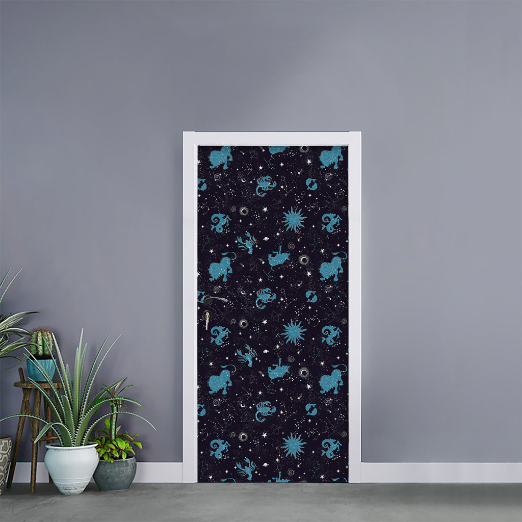 Constellation Zodiac Signs Pattern Print Door Sticker