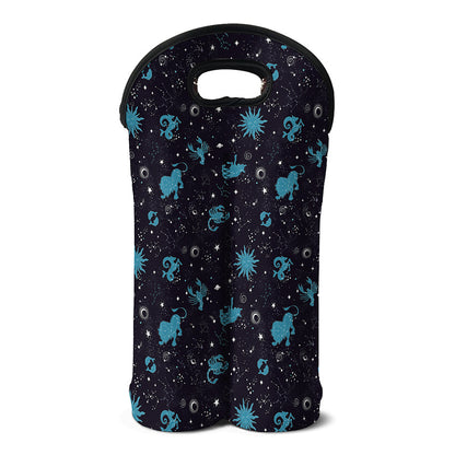 Constellation Zodiac Signs Pattern Print Double Neoprene Wine Tote
