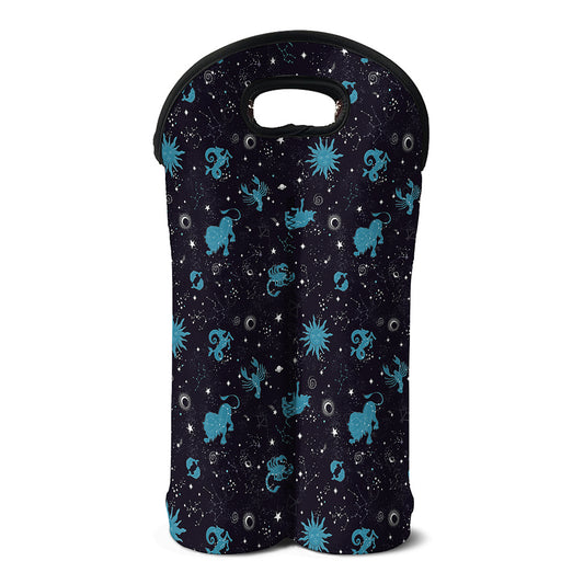 Constellation Zodiac Signs Pattern Print Double Neoprene Wine Tote