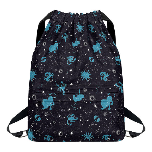 Constellation Zodiac Signs Pattern Print Drawstring Backpack