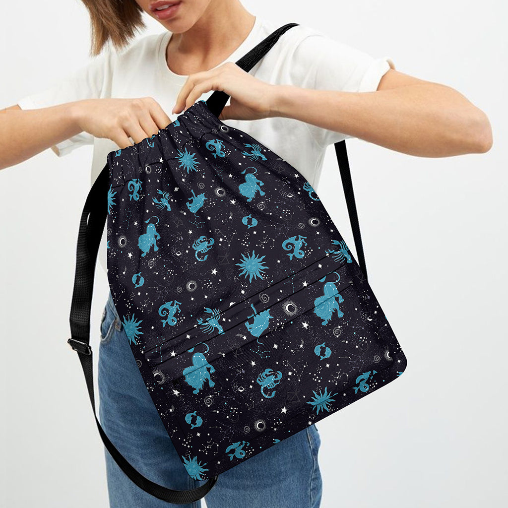 Constellation Zodiac Signs Pattern Print Drawstring Backpack