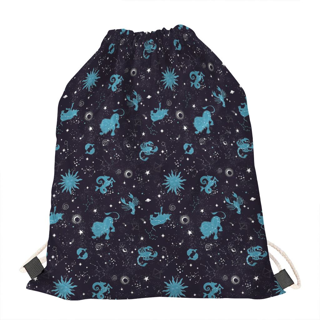 Constellation Zodiac Signs Pattern Print Drawstring Bag