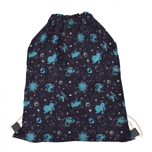 Constellation Zodiac Signs Pattern Print Drawstring Bag