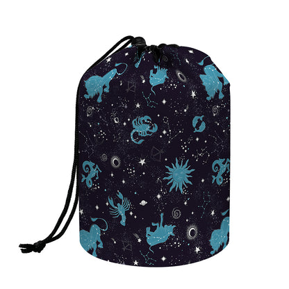 Constellation Zodiac Signs Pattern Print Drawstring Makeup Bag