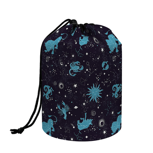 Constellation Zodiac Signs Pattern Print Drawstring Makeup Bag