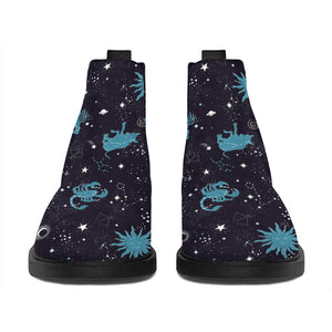 Constellation Zodiac Signs Pattern Print Flat Ankle Boots