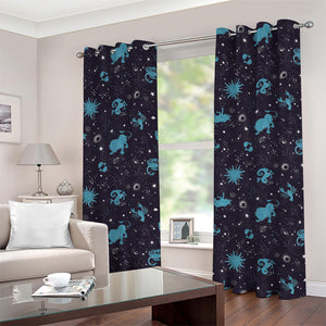 Constellation Zodiac Signs Pattern Print Grommet Curtains