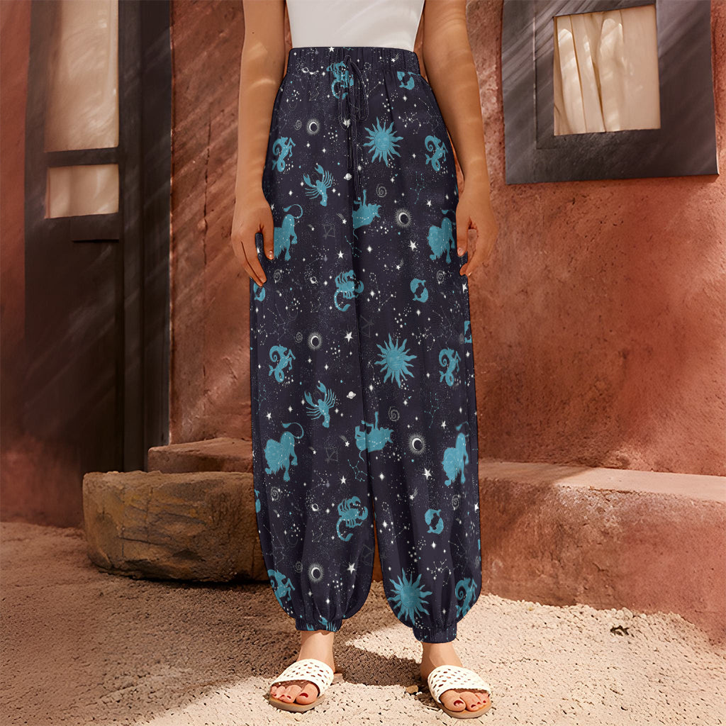 Constellation Zodiac Signs Pattern Print Harem Pants