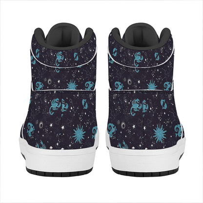 Constellation Zodiac Signs Pattern Print High Top Leather Sneakers