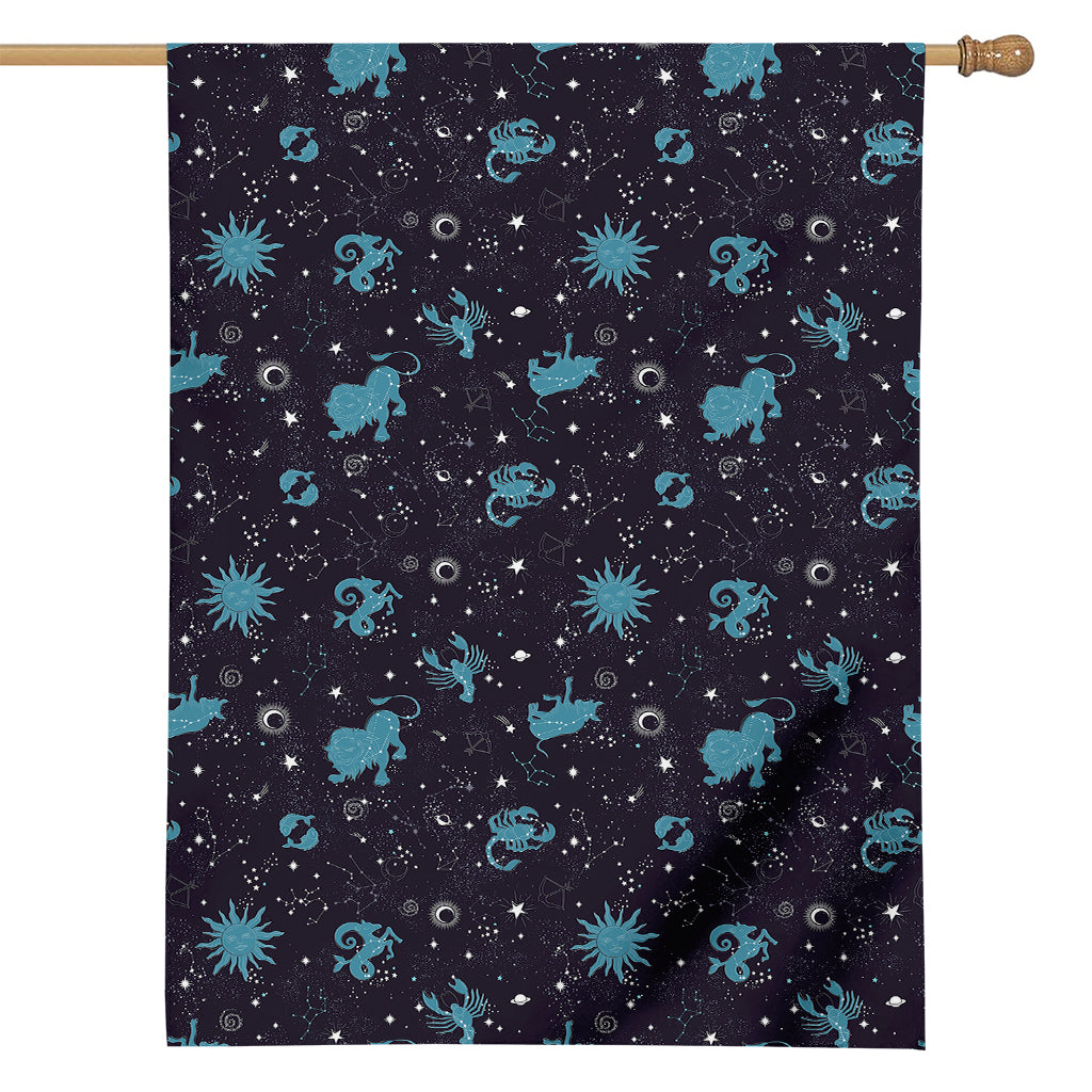 Constellation Zodiac Signs Pattern Print House Flag
