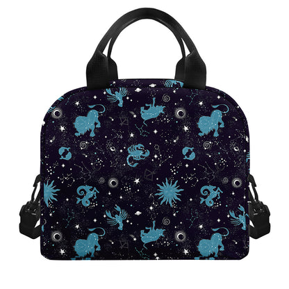 Constellation Zodiac Signs Pattern Print Insulated Lunch Bag