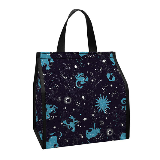 Constellation Zodiac Signs Pattern Print Insulated Lunch Tote