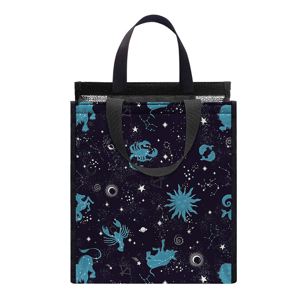 Constellation Zodiac Signs Pattern Print Insulated Lunch Tote