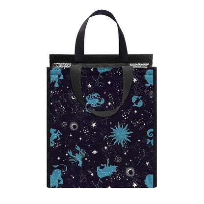 Constellation Zodiac Signs Pattern Print Insulated Lunch Tote