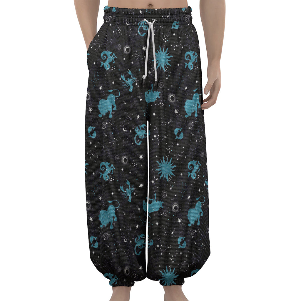 Constellation Zodiac Signs Pattern Print Lantern Pants