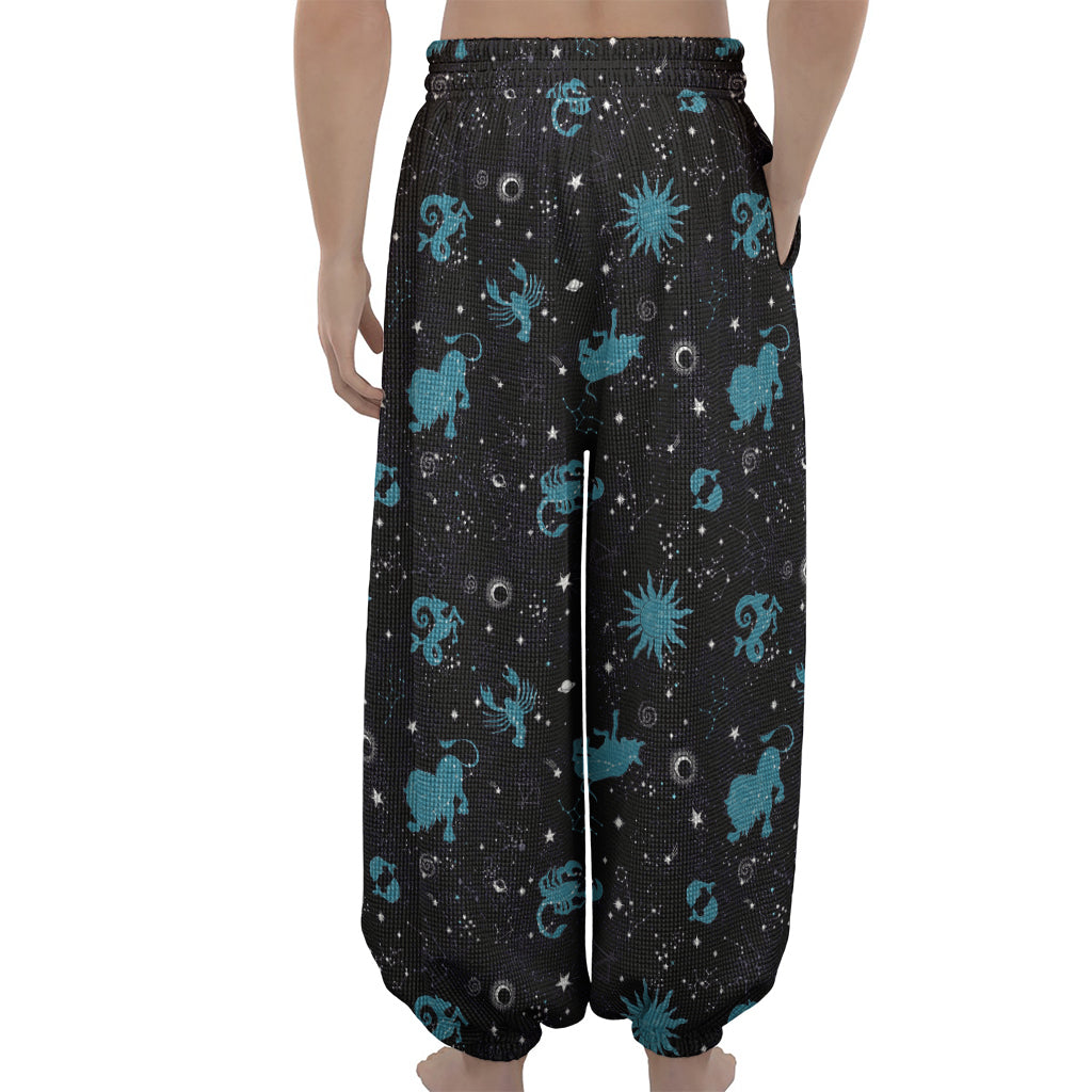 Constellation Zodiac Signs Pattern Print Lantern Pants