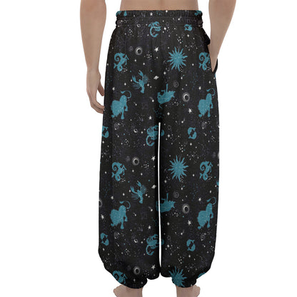 Constellation Zodiac Signs Pattern Print Lantern Pants